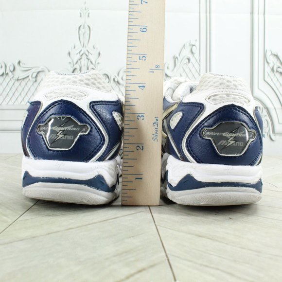 Mizuno Wave Lightning 3 Blue White Leather Mesh Volleyball Shoes US 11.5 - Picture 8 of 9